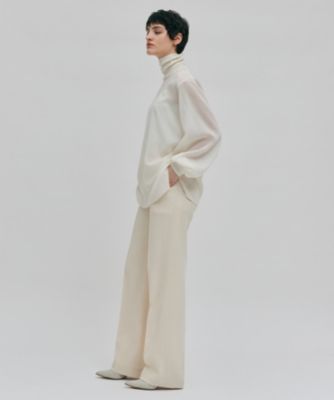 BEIGE ベイジ MILLAM / フェイクレザーパッチワイドパンツ ウール MILLAM ／ フェイクレザーパッチワイドパンツ