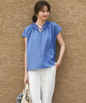 極美品✨23年製 2,5万 ネストローブ ランダムギャザー フリルブラウス F 23区(ニジュウサンク)の【WEB&一部店舗限定】ライトタンブラー