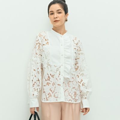 【新品】NOLLEY'S　ブラウス NOLLEY'S(ノーリーズ)の刺繍ビブヨーク4WAYフリルブラウス通販