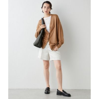 極美品 ウィムガゼット 23SS シルク リネン Vネック カーディガン 黒 Whim Gazette(ウィム ガゼット)のリネンシルクVネック