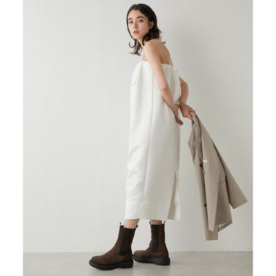 近年モデル ウィムガゼット コットンシフォンギャザーワンピース キャミワンピ付 Whim Gazette(ウィム ガゼット)のコットンシフォン草木染め