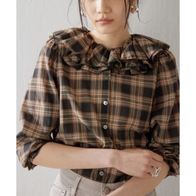 【美品】Whim Gazette フリルチェックブラウス Whim Gazette(ウィム ガゼット)のフリルチェックブラウス通販 | 集英社