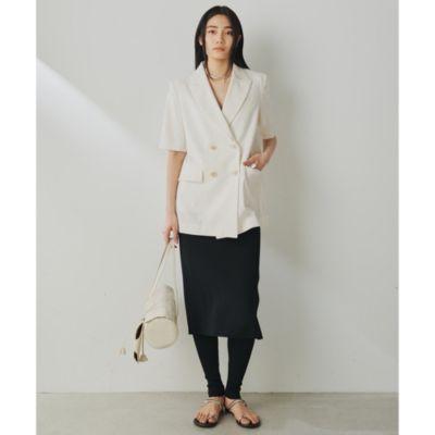 超美品☆【Whim Gazette】リネンストレッチハーフスリーブジャケット Whim Gazette(ウィム ガゼット)のリネンストレッチハーフ
