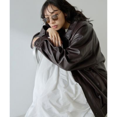 ウィムガゼット 山羊革 レザーブルゾン ドロップショルダー フリーサイズ 極美品 Whim Gazette(ウィム ガゼット)の【GEMINI】レザーブルゾン通販