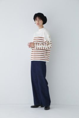 ヒューマンウーマン（HUMAN WOMAN）/◆袖ボタン付きボーダーニット human woman(ヒューマン ウーマン)の◇袖ボタン付きボーダーニット通販