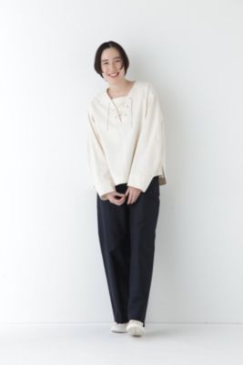 human woman / ヒューマンウーマン ◆ツイルワッシャーレースアップブラウス human woman(ヒューマン ウーマン)の◇ツイルワッシャーレース