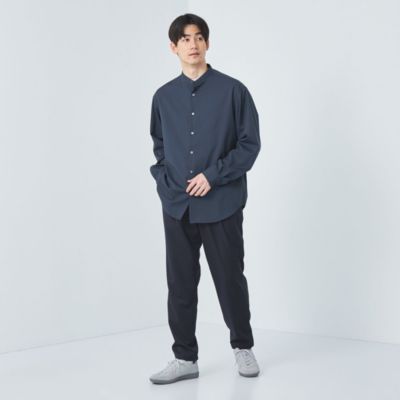 UNITED ARROWS green label relaxing：MEN'S(ユナイテッドアローズ グリーンレーベル リラクシング)のウォッシャブル  ビエラ ストライプ バンドカラー 長袖 シャツ -防シワ-通販 | 集英社HAPPY PLUS STORE