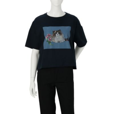 MUVEIL(ミュベール)のキャットプリント刺繍Tシャツ通販 | mirabella