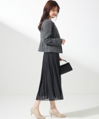 any sis リップルボーダーストレッチ ジャケット ANY SIS(エニィスィス)のリップルボーダーストレッチ ノーカラー