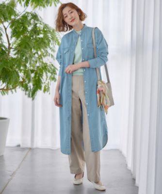 23区 L(ニジュウサンク エル)の【Oggi4月号掲載/洗える】23区DENIM ライトダンガリー シャツワンピース通販 | 集英社HAPPY  PLUS STORE