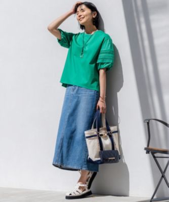 24SS 大きいサイズ 23区 アイレットジャージー パフスリーブ カットソー 23区（大きいサイズ） 【一部先行予約】アイレットジャージー