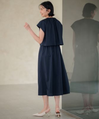 未使用級 23区 24SS ストレッチラミータフタ ワンピース XXS ネイビー 未使用級 23区 24SS ストレッチラミータフタ ワンピース XXS