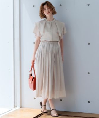 23区【接触冷感/洗える】シアーフィルムブラウス　キャメル系　L 23区 L(ニジュウサンク エル)の【接触冷感/洗える】シアー