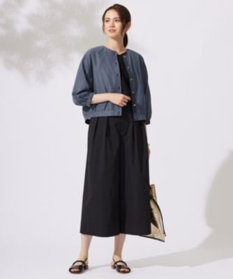 美品▲ebure // ライトノーカラー ブルゾン▲サイズ38▲ネイビー 紺色 自由区(ジユウク)の【カタログ掲載・接触冷感・洗える】ブライト