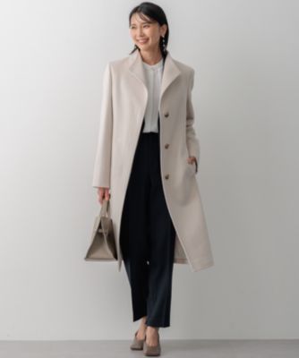 ◆マーガレットハウエル ウールカシミヤロングコート グレーベージュ 比翼 裏地有 ◇マーガレットハウエル ウールカシミヤロングコート グレーベージュ