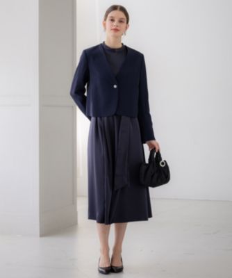 【美品】ドレス 「洗える」Nobleコンビ ドレス　ネイビー any SiS 【洗える】Nobleコンビ ドレス （ネイビー
