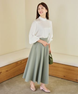 #Newans 【シワになりにくい】〈花乃まりあさんコラボ〉サーキュラースカート Newans(ハッシュニュアンス)の【シワになりにくい】〈花乃まりあ