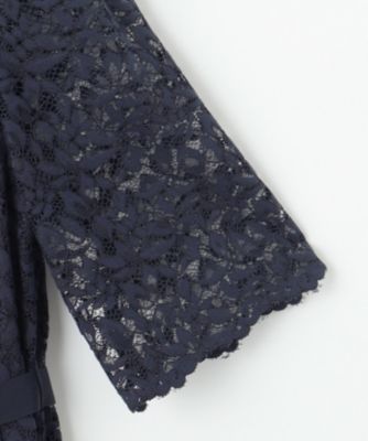 自由区　【洗える】フラワーリーフコードレース ワンピース 自由区(ジユウク)の【洗える】フラワーリーフコードレース