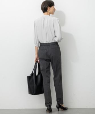 大きいサイズ23区 ライトバックサテンアムンゼンブラウス(自由区ICBクミキョク 洗える】ライトバックサテンアムンゼン プリーツ ブラウス / 23