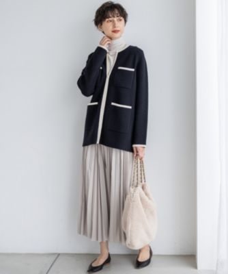 23区　ミニブークレ ニットジャケット 23区 【杏さん着用】ミニブークレ ニットジャケット （グレー系1