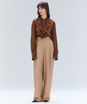 新品 定価4.4万 DEPAREILLE シルク混 ブラウス シャツ ラッフル DEPAREILLE(デパリエ)｜シアーシルクラッフルブラウス/オフ