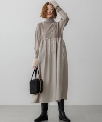 23区(ニジュウサンク)の【洗える】ギャザーコンビ ニットワンピース