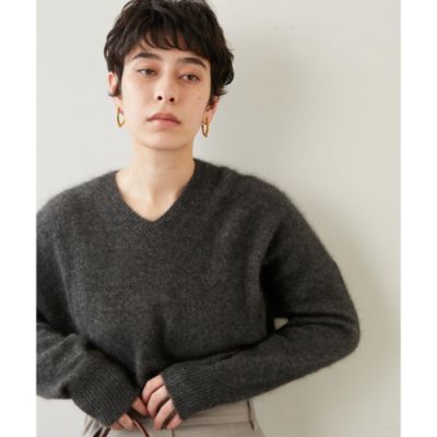 Whim Gazette ファーVネックプルオーバー　ネイビー　ふわふわ ファーVネックプルオーバー | Whim Gazette(ウィム ガゼット