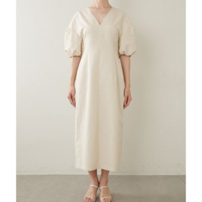 ストライプワンピース　whim gazette ネイビー　 ロングワンピース Whim Gazette(ウィム ガゼット)のラミーシャツワンピース通販