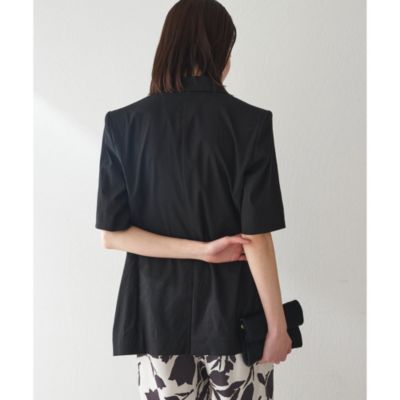 超美品☆【Whim Gazette】リネンストレッチハーフスリーブジャケット Whim Gazette(ウィム ガゼット)のリネンストレッチハーフ