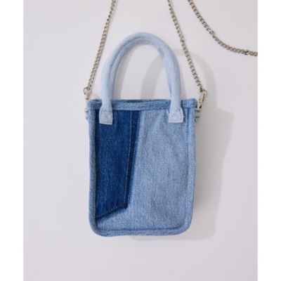 極美品★ ウィム ガゼット ジニーブルー STUDS TOTE Whim Gazette(ウィム ガゼット)の【Jeanie Blue】STUDS MINI
