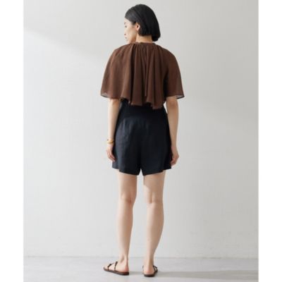 【美品】Whim Gazette リネンハイウエストショートパンツ Whim Gazette(ウィム ガゼット)のリネンハイウエストショート