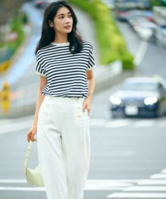 ダグ付き✨23区　洗えるリネンヴィスコースストレッチ マリンパンツ　23SS 23区 L(ニジュウサンク エル)の【洗える】リネンヴィスコース