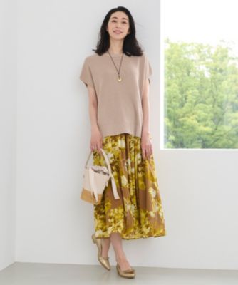 自由区(ジユウク)の【ウエストゴム・洗える】ピオニーフローラル