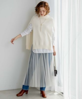 23区(ニジュウサンク)の【洗える】チュール プリーツ スカート