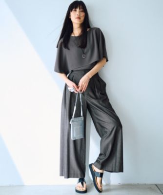 【23区】ストレッチジョーゼットレイヤーカットソー ケープ風 洗える 23区 L(ニジュウサンク エル)の【洗える】ストレッチジョーゼット