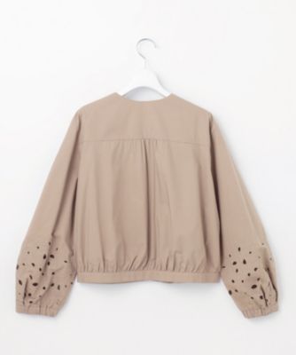 自由区【洗える】テンセルコットンエンブロイダリー ジャケットノーカラー 自由区｜【洗える】テンセルコットンエンブロイダリー