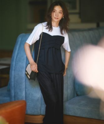 ぜび★美品　23区　46　スムースデザイン コンビ カットソー　洗える 23区｜【WEB限定カラーあり/洗える】スムースデザイン コンビ