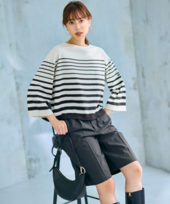 今季新品23区★【洗える】Armor-lux ベルスリーブボーダー カットソー 洗える】Armor-lux ベルスリーブボーダー カットソー / 23区 S