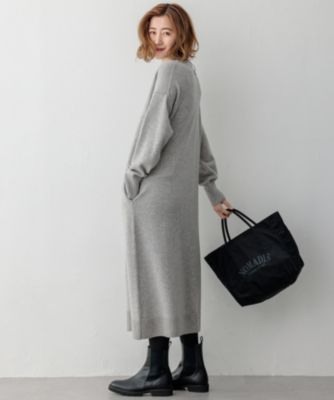 みみ様フレームワーク✨シルク　カシミヤ混　ニットロングワンピース　ブラック　　F みみ様フレームワーク✨シルク カシミヤ混 ニットロングワンピース