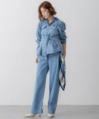美品 23区 【洗える】ライトダンガリー 2WAY シャツ L 洗える】ライトダンガリー 2WAY シャツ / 23区 L | ファッション