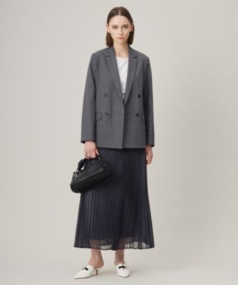 ICB今季LooseWeave ダブルブレストジャケット2サイズ7号・美品グレー ICB ジャケット テーラードジャケット 「接触冷感・UVケア・撥水