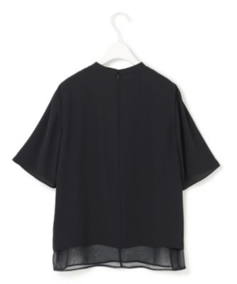 icb 今季【洗える】BackSatinAmunzen シフォンコンビブラウス ICB(アイシービー)の【UVケア・洗える】BackSatinAmunzen