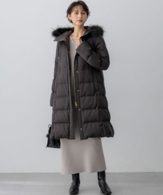 【美品】23区 ウール 切り替え ダウンコート ボリュームカラー 上品 オフィス ウールカシミヤビーバー スタンドカラー コート（SCWWCW0504