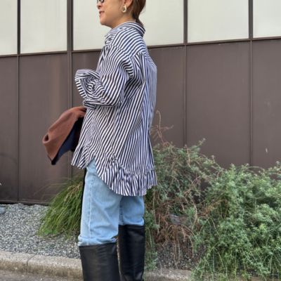 リエミラー（Rie Miller）/ウォッシャブル裾フリルレギュラーカラーシャツ Rie Miller(リエミラー)のウォッシャブル裾フリルレギュラーカラー