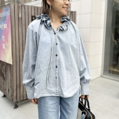 Rie Miller(リエミラー)の【RM denim】フリルギャザーデニムブラウス