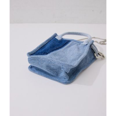 極美品★ ウィム ガゼット ジニーブルー STUDS TOTE Whim Gazette(ウィム ガゼット)の【Jeanie Blue】STUDS MINI