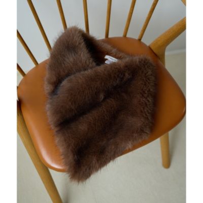 【新品】whim gazette THROWブラウン フェイクファーショール Whim Gazette(ウィム ガゼット)｜【THROW】フェイクファーショール