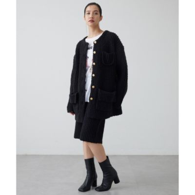 whim Gazette ニット　黒 ミックスヤーンニットツイードジャケット（その他アウター）｜Whim