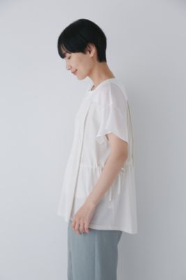 human woman / ヒューマンウーマン ◆異素材コンビギャザートップス human woman(ヒューマン ウーマン)の◇異素材コンビギャザー