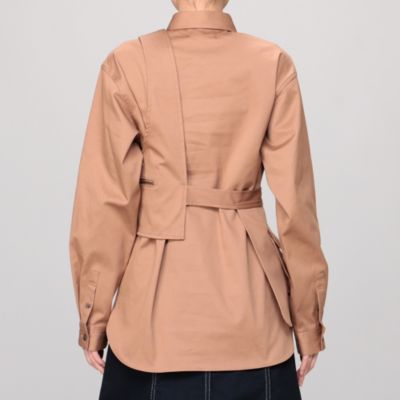 【値下げ】G．V．G．V VEST LAYERED COTTON TWILL SHIRT ベストレイヤードシャツ GV1911006 ブラウン サイズ：38 (EC) G．V．G．V(ジーヴィージーヴィー) VEST LAYERED COTTON TWILL